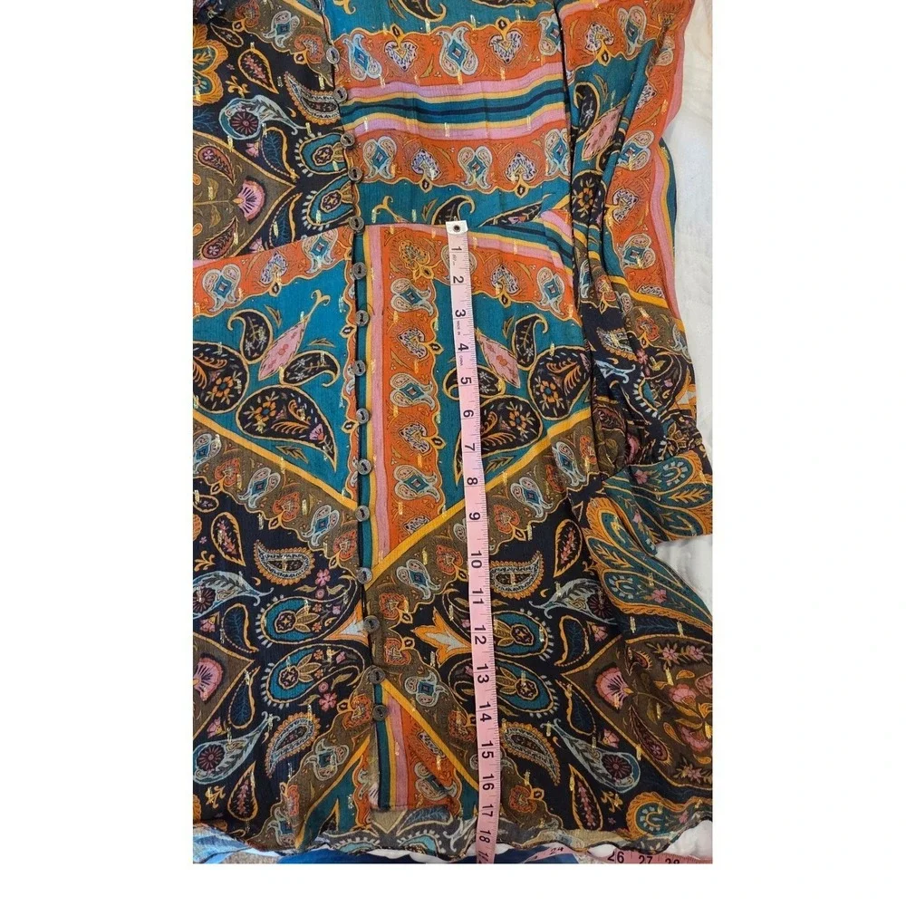 Zara Paisley Print Shirt Dress Size‎ Small Button Up Long Sleeve Tunic Boho